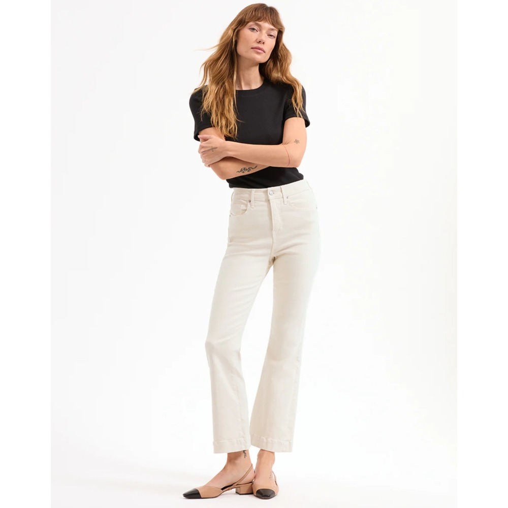 Veronica‎ Beard Carson Ankle Flare Jeans Size 24 Ecru High Rise Bootcut Stretch